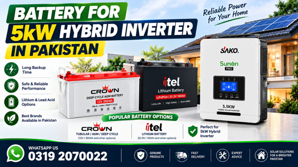Battery for 5kW hybrid inverter in Pakistan